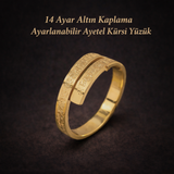 14 Ayar Altın Kaplama Ayetel Kürsi Set Kolye+Bileklik+Yüzük