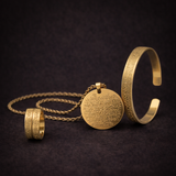 14 Ayar Altın Kaplama Ayetel Kürsi Set Kolye+Bileklik+Yüzük