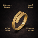 14 Ayar Altın Kaplama Ayetel Kürsi Yüzük